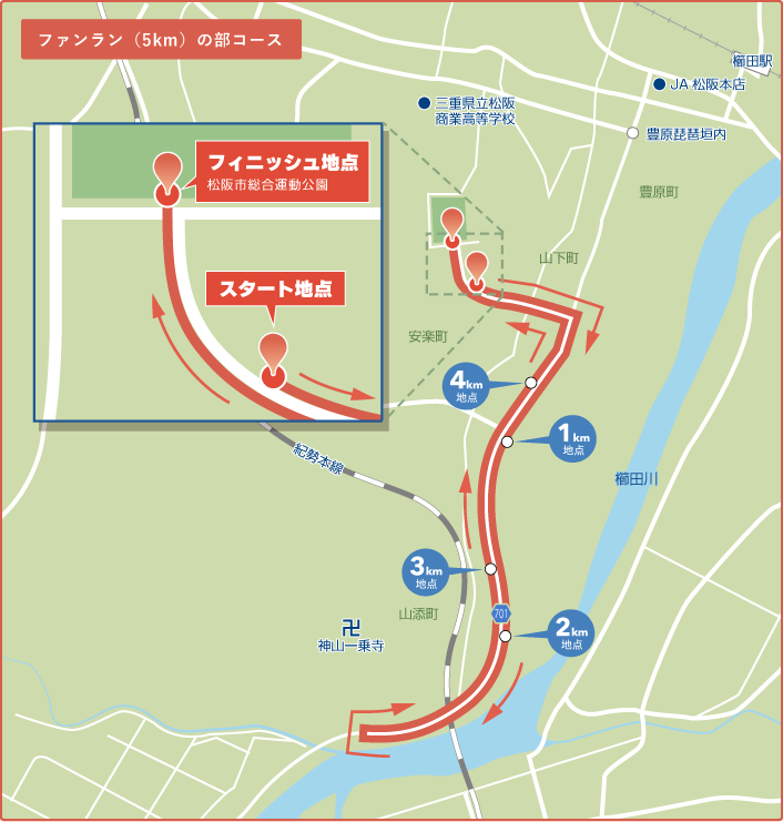 みえ松阪マラソン　5kmの部コース